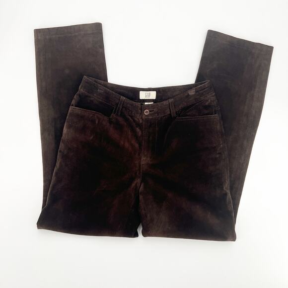 GAP Pants - Vintage GAP Chocolate Brown Suede Leather Pants Size 6
